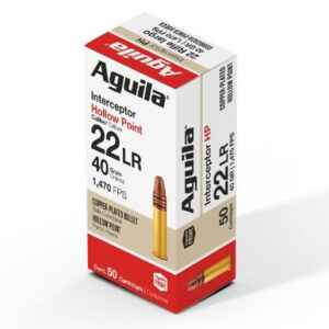 Aguila 22LR Ammunition 1B222321 Interceptor 40 Grain Copper Plated Hollow Point 50 rounds