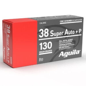 Aguila 38 Super Auto +P Ammunition 1E382112 130 Grain Full Metal Jacket 50 Rounds