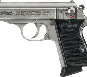 Walther 4796001 PPK .380ACP 3.3" 6+1 Stainless Steel/Black Grips