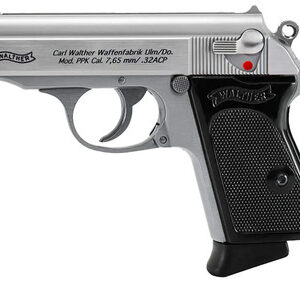 Walther 4796020 PPK .32 ACP 3.3" 6+1 Stainless Steel/Black Polymer Grips