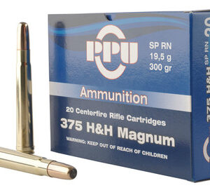 Prvi PPU 375 Holland & Holland Magnum Ammunition PP375S 300 Grain Soft Point Round Nose 10 Rounds