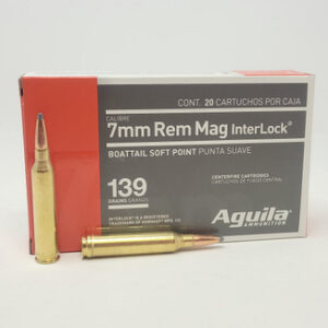 Aguila 7mm Rem Mag Ammunition 80591AG 139 Grain Interlock Boat Tail Soft Point 20 Rounds