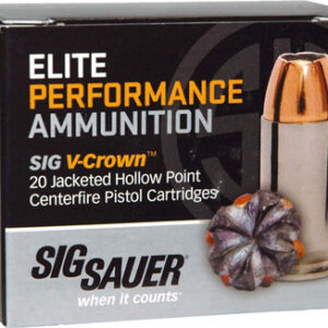 SIG AMMO 380ACP 90GR ELITE - V-CROWN JHP 20RD 10BX/CS
