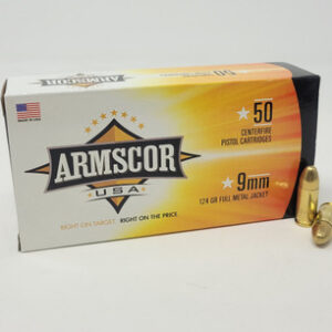 Armscor 9mm Ammunition 124 Grain Full Metal Jacket 50 rounds