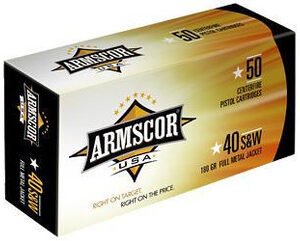 Armscor 40 S&W Ammunition FAC402N 180 Grain Full Metal Jacket 50 Rounds
