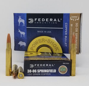 Federal 30-06 Springfield Ammunition Power-Shok 3006150LFA 150 Grain Copper Hollow Point 20 Rounds