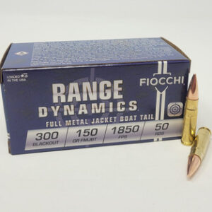Fiocchi 300 AAC Blackout Ammunition FI300BLKC 150 Grain Full Metal Jacket Boat Tail 50 rounds