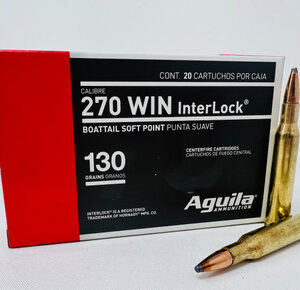 Aguila 270 Winchester Ammunition 8053AG 130 Grain Interlock Boat Tail Soft Point 20 Rounds