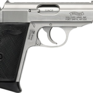 WALTHER PPK/S SD 32ACP FS 7RD - STAINLESS BLACK GRIPS