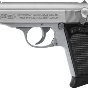 WALTHER PPK SD 32ACP STAINLESS - FS 7RD BLACK SYNTHETIC GRIPS