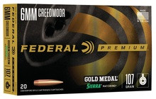 Federal 6mm Creedmoor Ammunition GM6CRDM1 Gold Medal 107 Grain Sierra MatchKing Hollow Point 20 Rounds