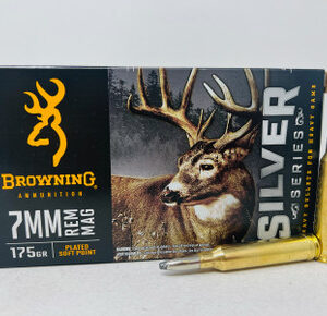Browning 7mm Rem Mag Ammunition Silver Series B192600071 175 Grain Plated Soft Point 20 Rounds
