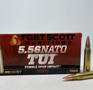 Fort Scott Munitions 5.56x45mm NATO Ammunition FSM556070SCV2 70 Grain Solid Copper Spun 20 Rounds