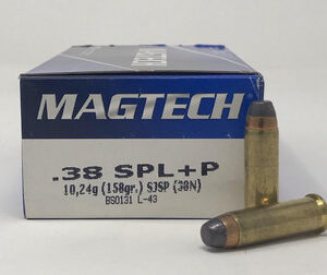 Magtech 38 Special +P Ammunition 38N 158 Grain Semi Jacketed Soft Point Flat Nose 50 Rounds
