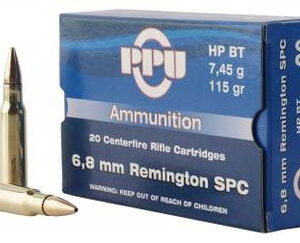 Prvi PPU 6.8mm Remington SPC Ammunition PP68F 115 Grain Full Metal Jacket Boat Tail 20 Rounds