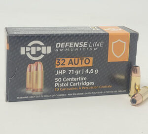 Prvi PPU 32 ACP Ammunition Defense PPD32A 71 Grain Jacketed Hollow Point 50 Rounds