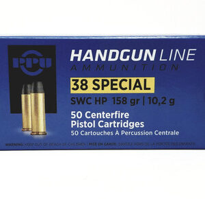 Prvi PPU 38 Special Ammunition Handgun PPH38SH 158 Grain Semi Wadcutter Hollow Point 50 Rounds