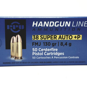 Prvi PPU 38 Super Auto +P Ammunition Handgun PPH38SU 130 Grain Full Metal Jacket 50 Rounds
