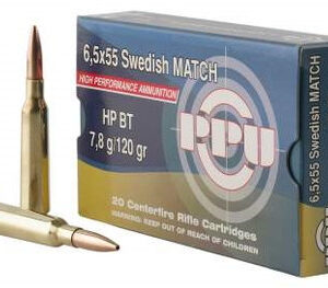 Prvi PPU 6.5x55mm Swedish Mauser Ammunition PPM6 120 Grain Match Hollow Point Boat Tail 20 Rounds