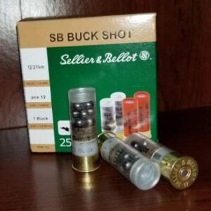 Sellier & Bellot 12 Gauge Ammunition SB12BSF 2-3/4" 1 Buckshot 12 Pellets 1200 fps 25 Rounds