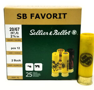 Sellier & Bellot 20 Gauge Ammunition SB20BSA 2-5/8" 2 Buck 12 Pellets 25 Rounds