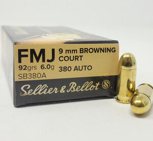 Sellier & Bellot 380 Auto Ammunition SB380A 92 Grain Full Metal Jacket 50 rounds