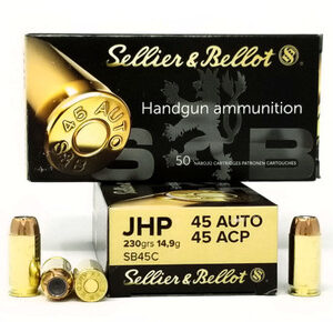 Sellier & Bellot 45 ACP Ammunition SB45C 230 Grain Jacketed Hollow Point 50 Rounds