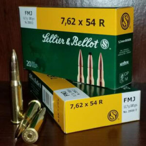 Sellier & Bellot 7.62x54R Ammunition Rifle Training SB76254RA 180 Grain Full Metal Jacket 20 Rounds