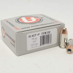 Underwood 45 ACP +P Ammunition UW332 185 Grain Jacketed Hollow Point 20 Rounds