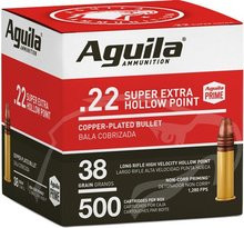 Aguila 22LR Ammunition SuperExtra 1B221118 38 Grain Hollow Point 500 Rounds