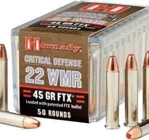 HORNADY CRITICAL DEFENSE 22WMR - 45GR FTX 1000FPS 50RD 40BX/CS
