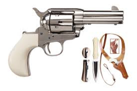 Cimarron CA4506DOCPSET Doc Holliday Thunderer Revolver Set .45 LC 3.5" 6 Round Stainless Steel W/ Dagger & Holster