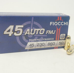 Fiocchi 45 Auto Ammunition FI45A 230 Grain Full Metal Jacket 50 rounds