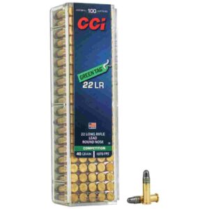 CCI .22 Long Rifle Green Tag Precision Rimfire Ammunition .22 LR 40 gr LRN 100/box
