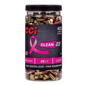 CCI High Velocity Clean-22 Ammunition Pink .22LR 40gr Poly Coated LRN 1235 fps 400/ct