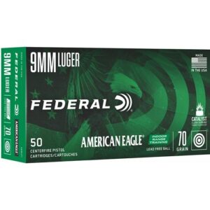 Federal American Eagle IRT Lead Free Handgun Ammuntion 9mm Luger 70gr FMJ 50/ct