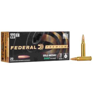 Federal Premium Gold Medal Sierra MatchKing Rifle Ammunition .223 Rem 77 gr BTHP 2720 fps - 20/ct