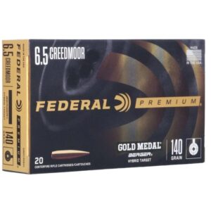 Federal Gold Medal Berger Hybrid Rifle Ammuntion 6.5mm Creedmoor 140gr BTHP 2725 fps 20/ct