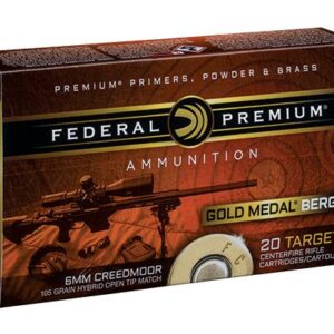 Federal Gold Medal Berger Hybrid Rifle Ammunition 6mm Creedmoor 105gr BTHP 3025 fps 20/ct