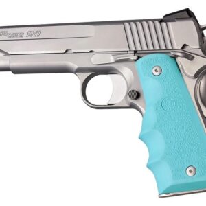 Hogue Govt. Model Rubber Grip with Finger Grooves-Aqua
