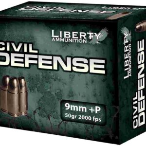 Liberty Civil Defense Handgun Ammunition 9mm (+P) 50gr SCHP 2000 fps 20/ct
