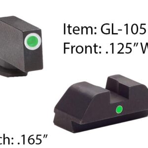 Ameriglo Tritium i-Dot Night Sight Set for Select Glocks - Front Tritium - Green / Front Outline - White / Rear Style - Green Square Notch
