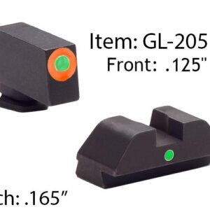 Ameriglo Glock Tritium I-Dot Night Sight Set for Glock 42 43 - Orange Outline Front / Single Green Dot Rear