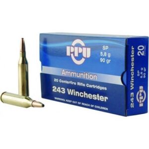 PPU Rifle Ammunition .243 Win 90 gr SP 3100 fps 20/ct