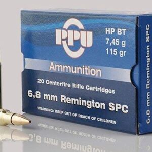 PPU Standard Rifle Ammunition 6.8mm SPC 115 gr HPBT 2624 fps 20/ct