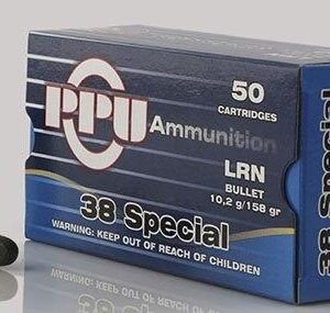 PPU Handgun Ammunition .38 Spl 158 gr LRN 902 fps 50/ct