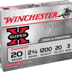 Winchester Super X Buckshot Shotshells 20 ga 2-3/4" 1200 fps #3 15/ct