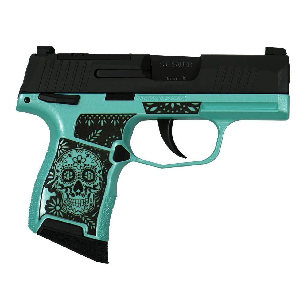 Sig-Sauer-"Sugar-Skull-Tiffany-Glitter"-P365-Optic-Ready-Handgun-9mm-Luger-10rd-Magazines(2)-3.1"-Barrel-X-RAY-3-Sights-Manuel-Safety