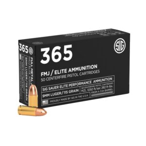 Sig Elite Performance 365 Handgun Ammunition 9mm Luger 115gr FMJ 1050 fps 50/ct