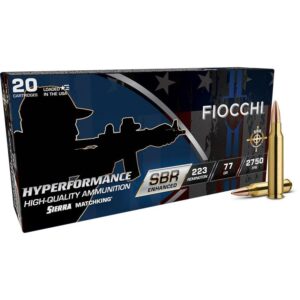 Fiocchi Hyperformance SBR Sierra Matchking Ammunition .223 Rem 77gr HPBT 2750 fps 20/ct